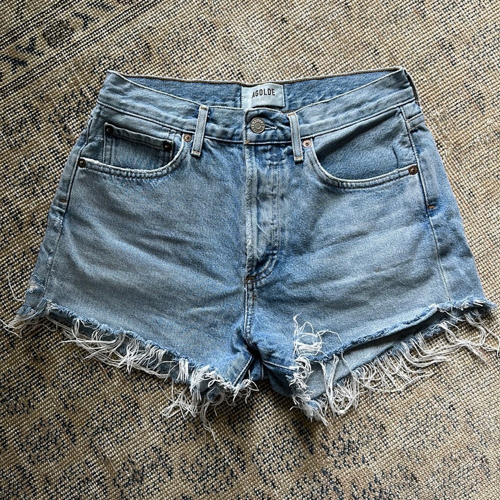 Agolde distressed hem short